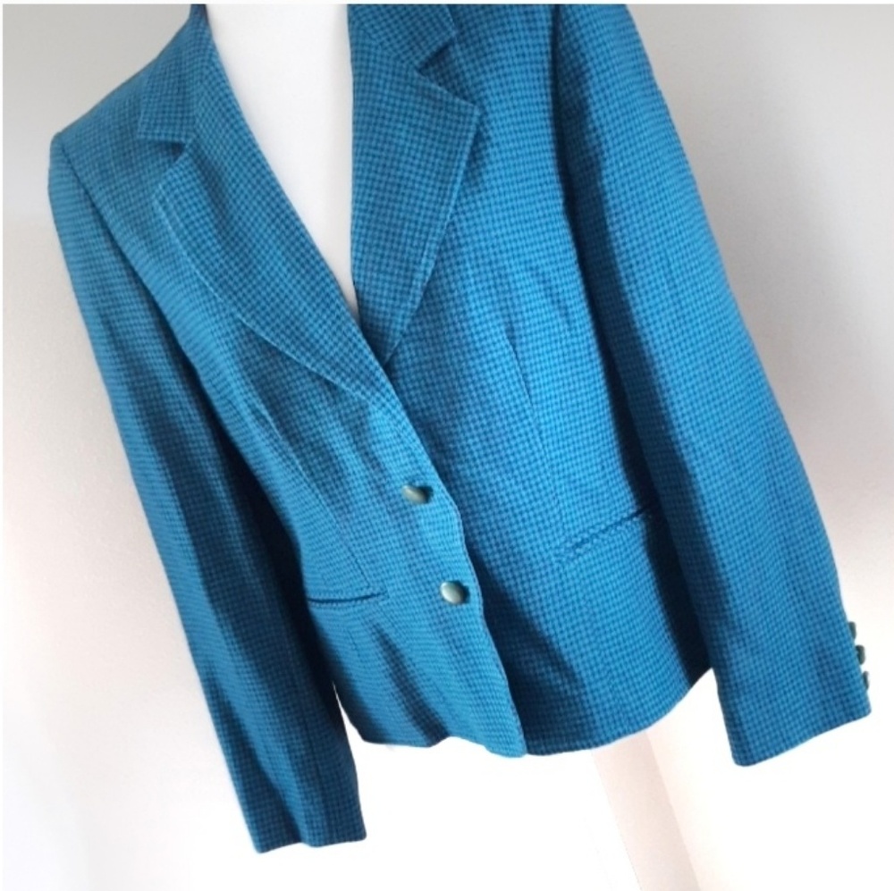 Pendleton Blazer Jacket Houndstooth Teal Vintage - image 1